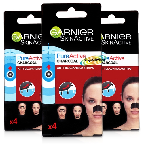 3x Garnier Pure Active Charcoal Anti Blackhead Nose Forehead Chin ...