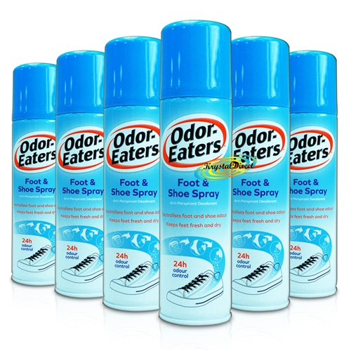 6x Odor Eaters Foot & Shoe Anti Perspirant Odour Free Deodorant Spray 150ml